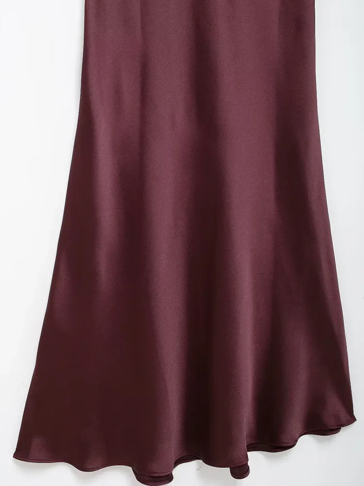 Willshela, vestido Midi plisado con cremallera y espalda descubierta morado a la moda para mujer, vestidos Vintage sin mangas con cuello Halter para mujer, vestidos elegantes para mujer