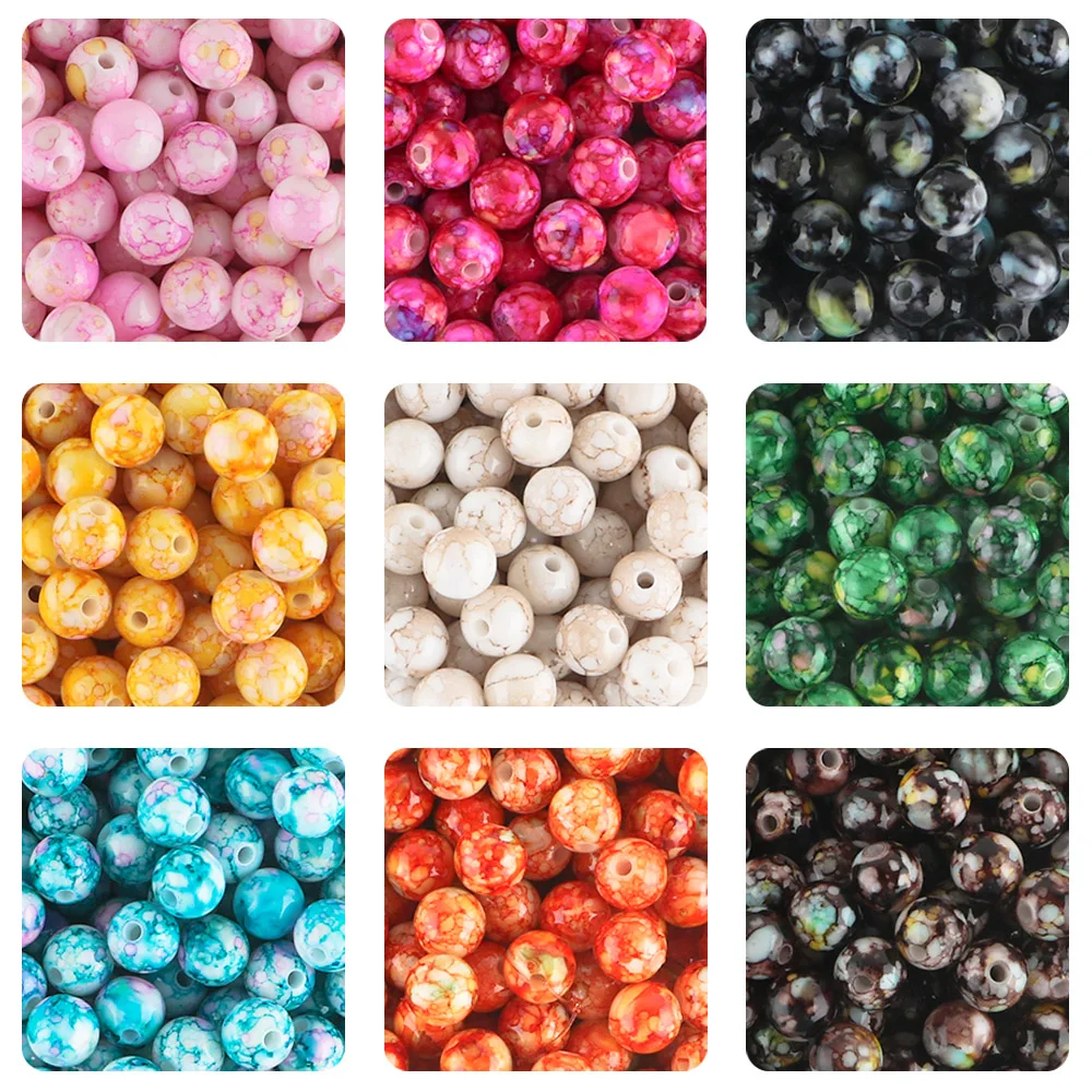 Sunrony 30-100pcs 8/10/12mm blühende Acryl perlen für Schmuck herstellung DIY Armband Halskette Ohrringe Armband Zubehör