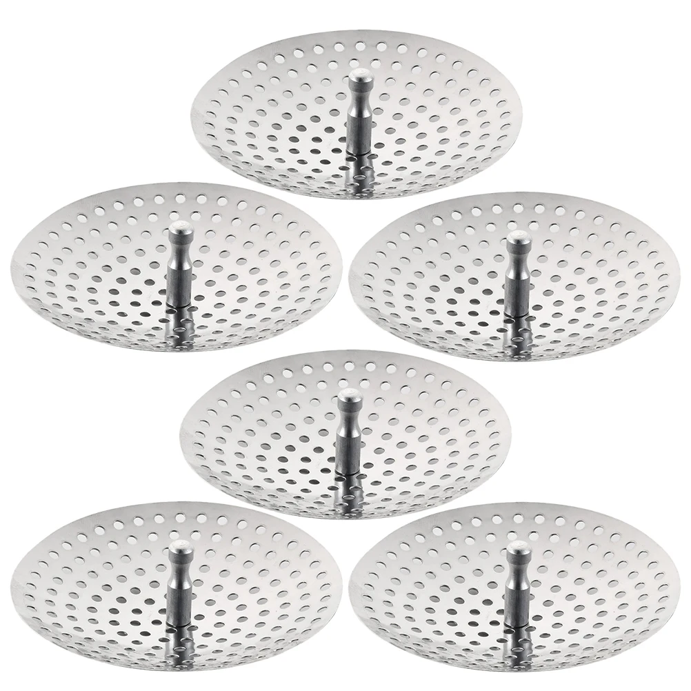 

6pcs Kitchen Sink Strainer Stainless Steel Drain Filter Mesh for Bathroom Washroom Sinks Smooth Edges No Scratches Household Use