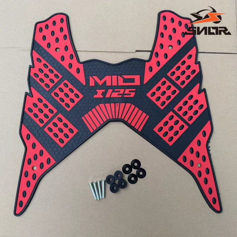 SNOR Motorcycle Rubber Foot Mat Anti‑Slip Floor Pedal Footboard Cover For Yamaha Mio i125i Scooter Modified Decor Spare Parts