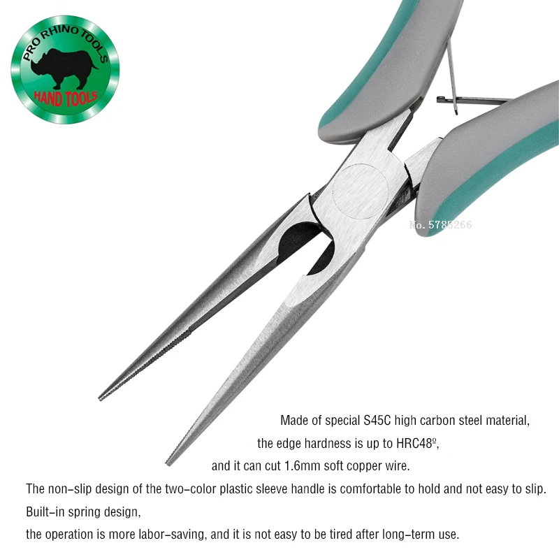 Japanese Rhino Brand YP-628 Sharp-Nose Pliers 6 Inch Fine Tip Long Mouth 150mm With Teeth Can Be Cut Sharp-Nose Pliers