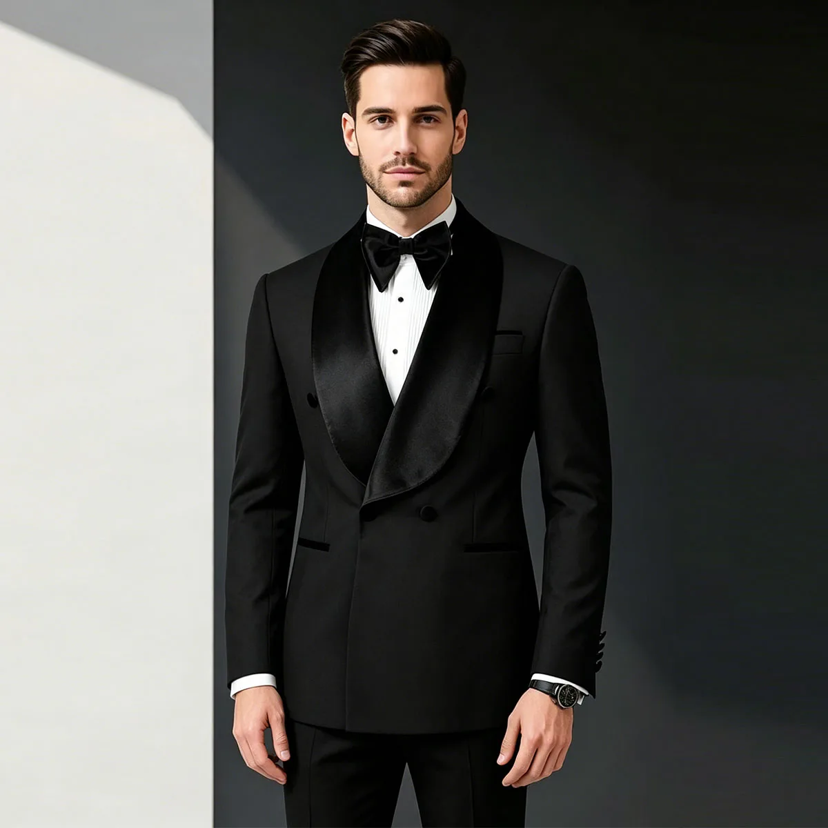 

Customized Double-Breasted Luxury Men Suits Ropa Hombre Peaked Lapel Groom Tuxedos Formal 2 Pieces Sets Male Party Prom Blazer