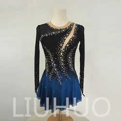 LIUHUO Figure Skating Dress Girls Women Teens Stretchy Spandex Gradient Competition Wholesale