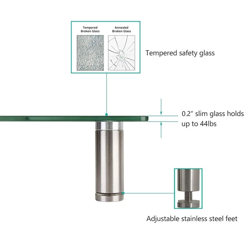 Tempered Glass Monitor Riser Desktop Stand Height Adjustable Table Top For Flat Screen LCD LED TV, Laptop