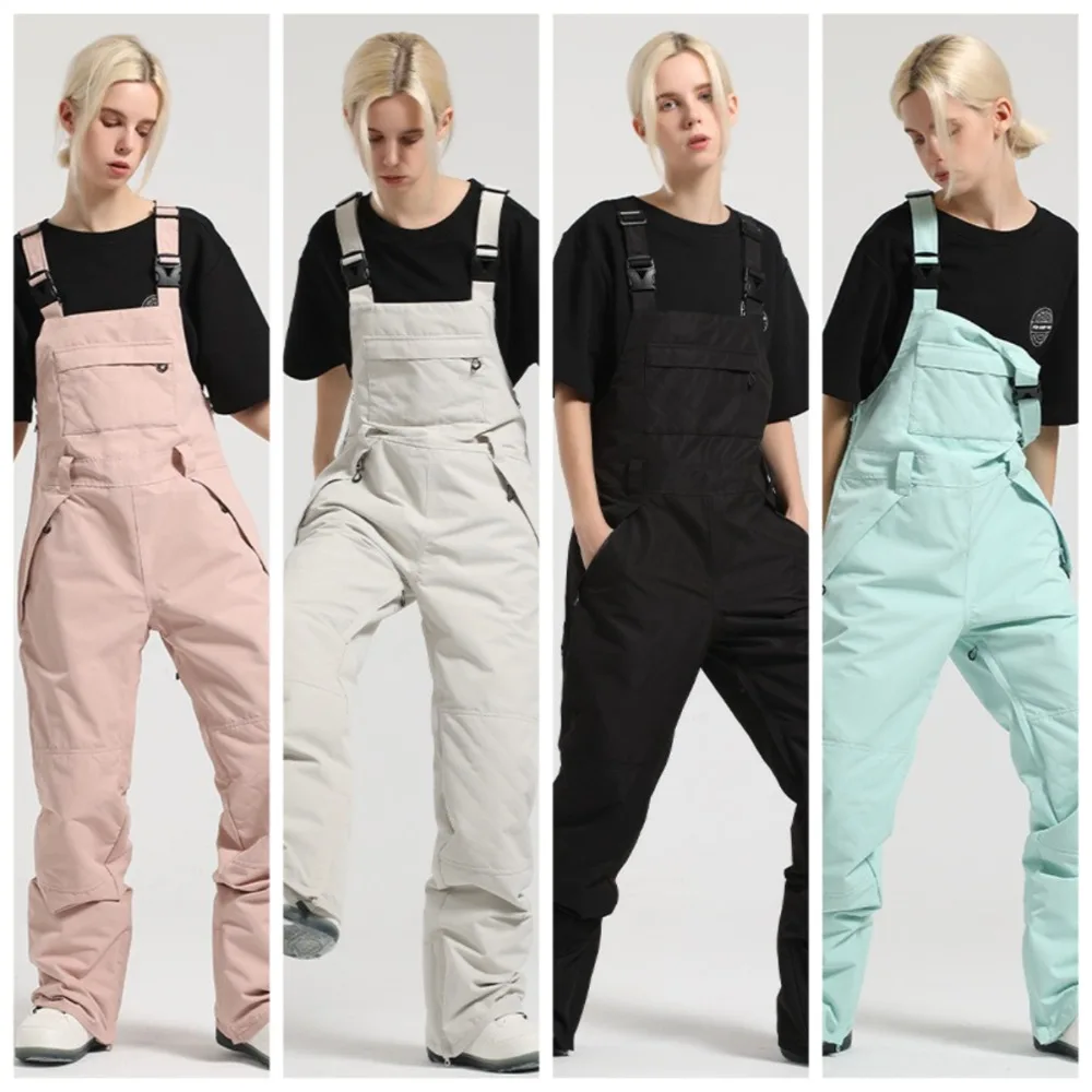 

Winter Ski Pants Women's Snowboard Windproof Waterproof Wear-resistant Outdoor Double-board Tooling Ski Suit One-piece Overalls
