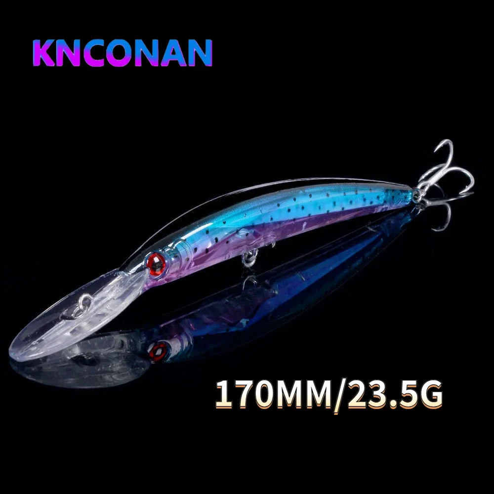 170MM 23.5G Minnow Fishing Lure Laser Artificial Bait 3D Eyes Fishing Wobblers Pike Carp Bait Crankbaits Fishing Tackle