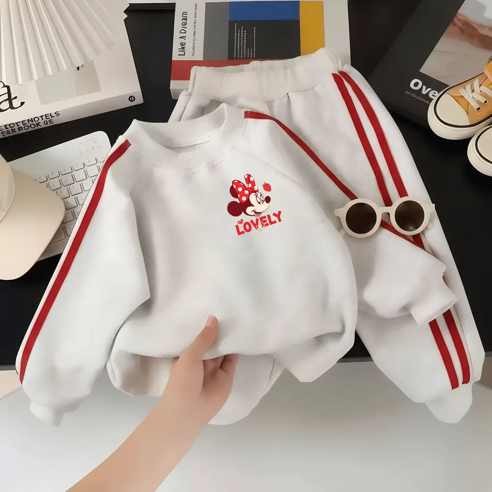2026 Spring New Style Children's Clothing Sets Girls Cartoon Printed Casual Hoodies Long Pant Two Piece Kids Fashion Tracksuits