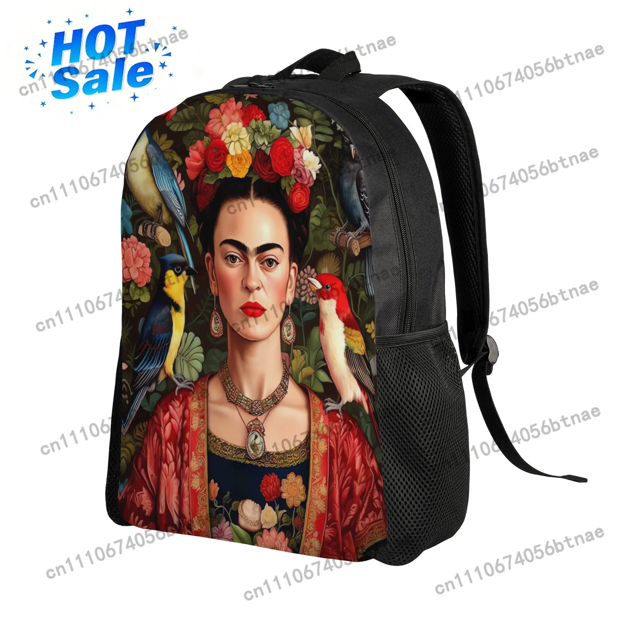 F-Frida K-Kahlo Flower Print Backpack  Aesthetic Backpacks Girl Workout Print School Bags Custom Rucksack