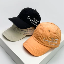 New Men Women Korean Solid Sticker Letter Quick Drying Baseball Hats Breathable Sunshade Outdoor Sport Snapback Caps Versatile