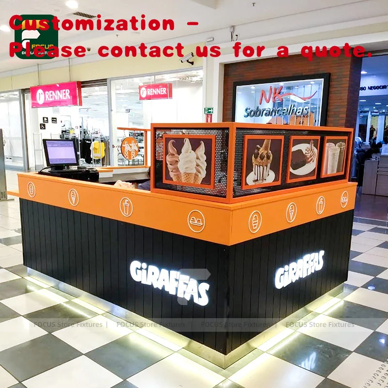custom.Beverage Counter Custom Retail Food Stall Mall Island Display Cabinet Snack Dessert Shop Furniture Fast Food Fi