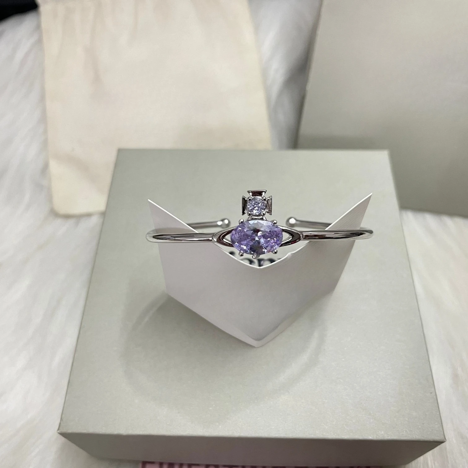 S925 فضة واحدة الماس سحر الأزياء تألق السيدات سوار أنيقة رومانسية ليتل زحل المجوهرات