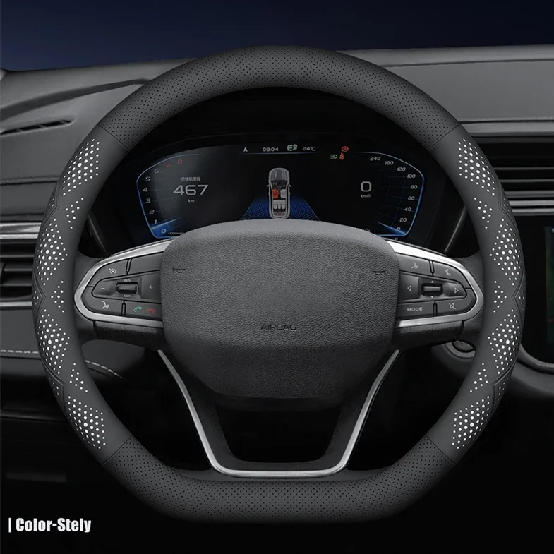 New Car Leather Steering Wheel Cover For Renault Grand Koleos Kardian QM6 Kangoo Kiger Megane Captur Triber Trafic AutoAccessory