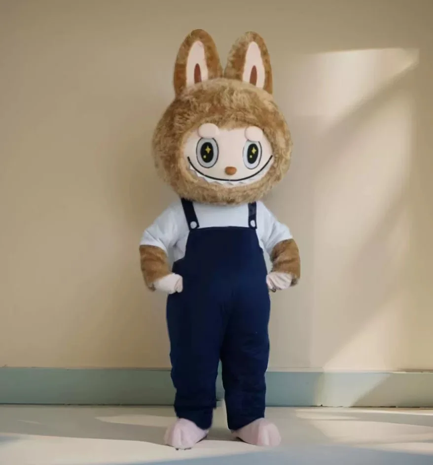 

New Adult Hot Sale Foam Brown Labubu Doll Fancy Cartoon Mascot Costume Plush Christmas Fancy Dress Halloween Mascot Costume