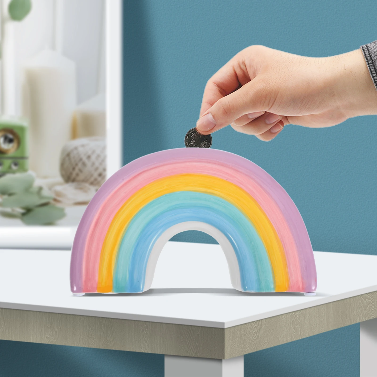 

Piggy Bank Decoration Sorting for Kids Ceramic Rainbow Boys Little Girls Ceramics Banks Adults