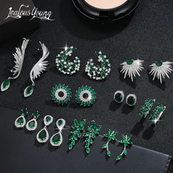 Luxury High Quality Inlay CZ Green Drop Earrings All Type Zircon Crystal Earring for Women Engagement Party Statement Jewelry