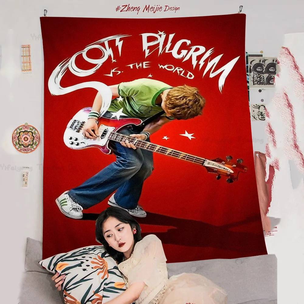 

Scott Pilgrim Vs World Tapestry Anime Tapestry Hippie Flower Wall Carpets Dorm Decor Wall Hanging Home Decor