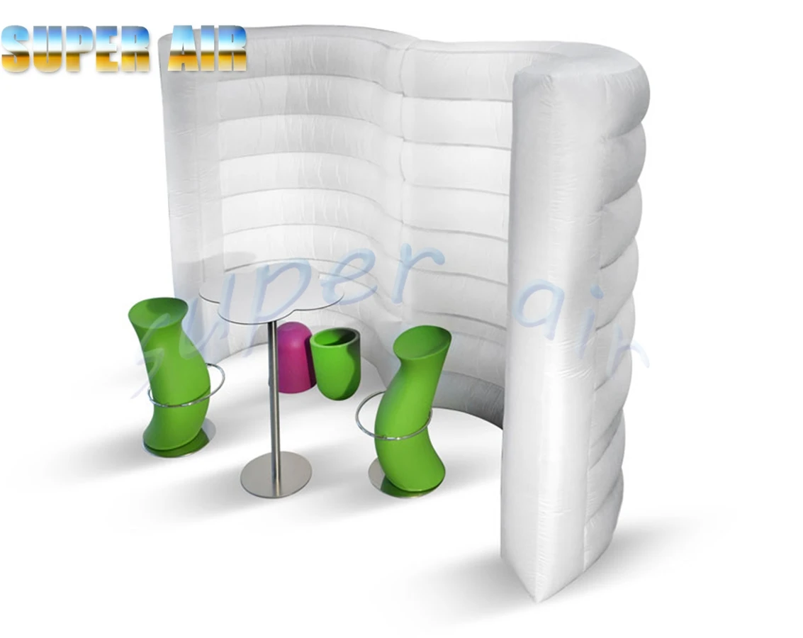 high quality oxford cloth white inflatable curved wall  with led lighting for advertising/stage/events