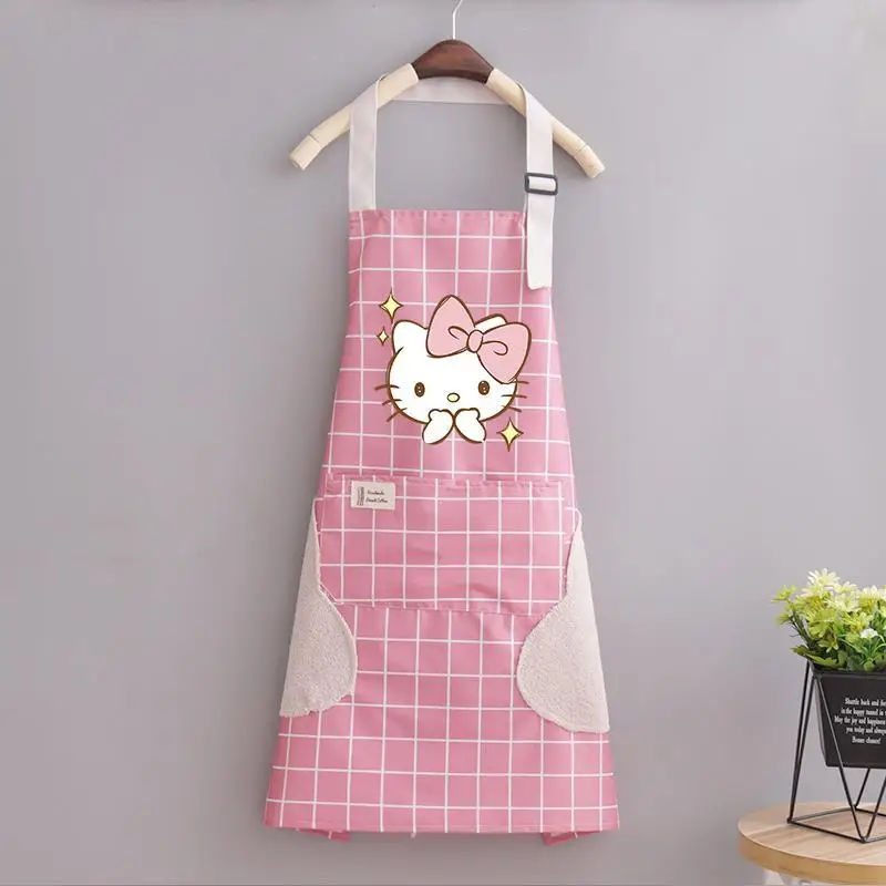 Sanrio Kawaii Hello Kitty Women\'s Apron Anime Pattern Waterproof Aprons Kitchen Household Pinafore Oil Proof Kitchen Supplies