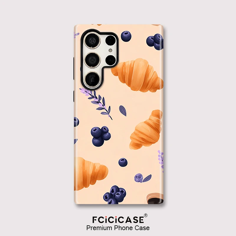 Fcicicase S25 Ultra Bread Pattern Phone Case For Samsung A56 A36 A26 A16 S24+ S23 Plus S20 FE Double-layer Acrylic PC Cover