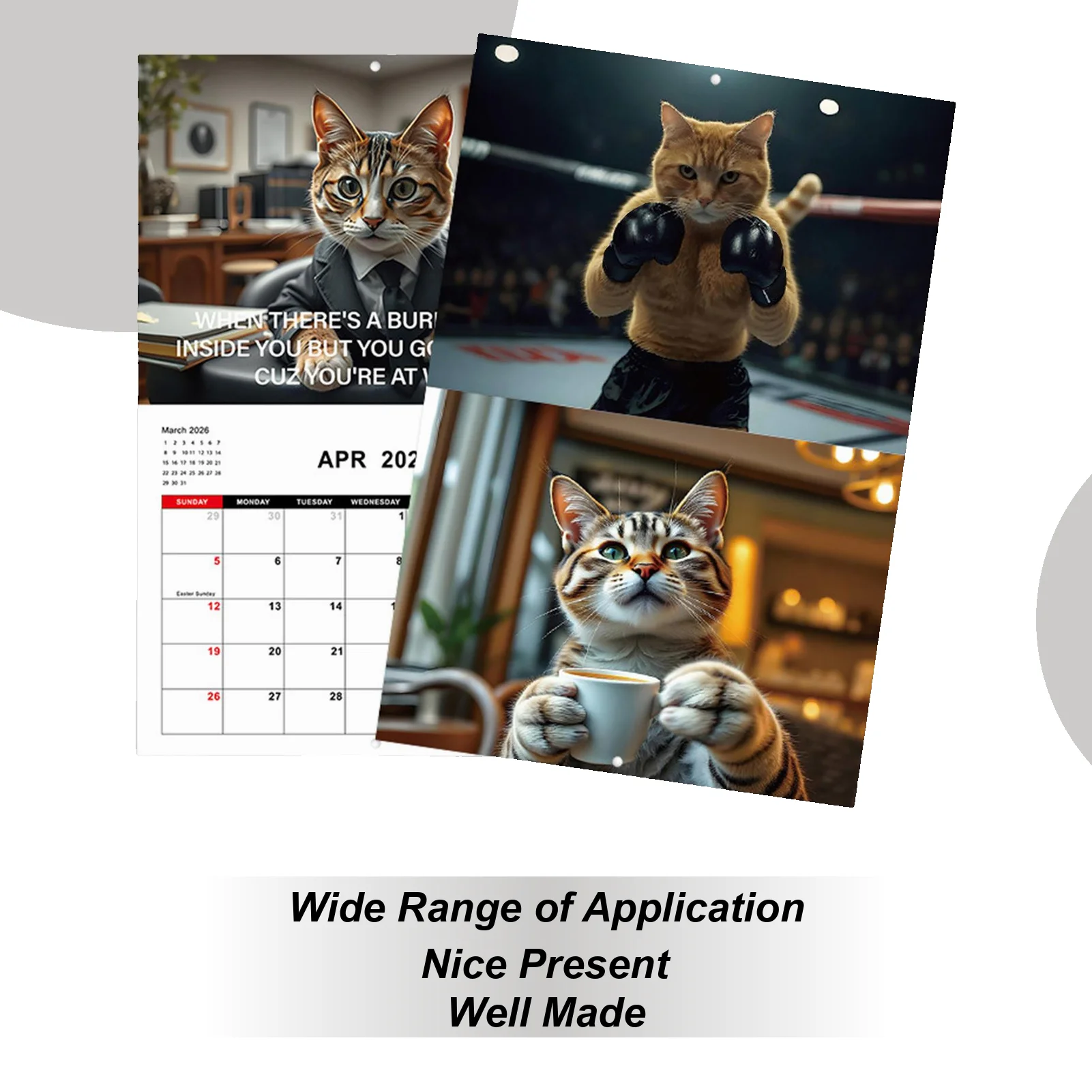 Cat Wall Calendar Art Hangable Wall Calendar Business Kitten Design Planning Scheduling Tool for Desktop Desk Bedroom Fridge