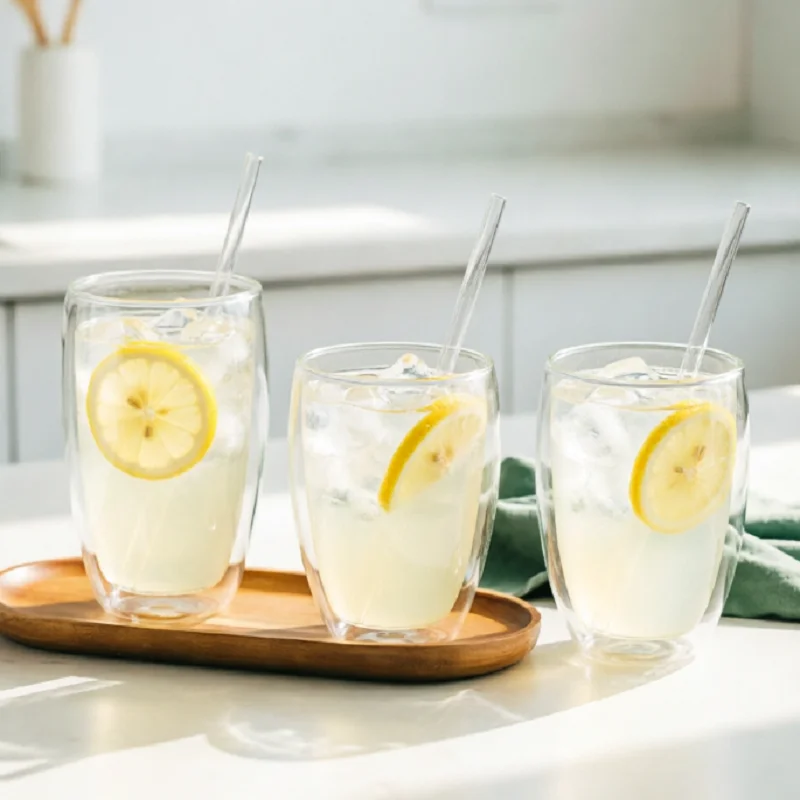 

Heat Resistant High Borosilicate Double Wall Glass Mug 2-6PCS Coffee Tea Bar Drinkware Gift