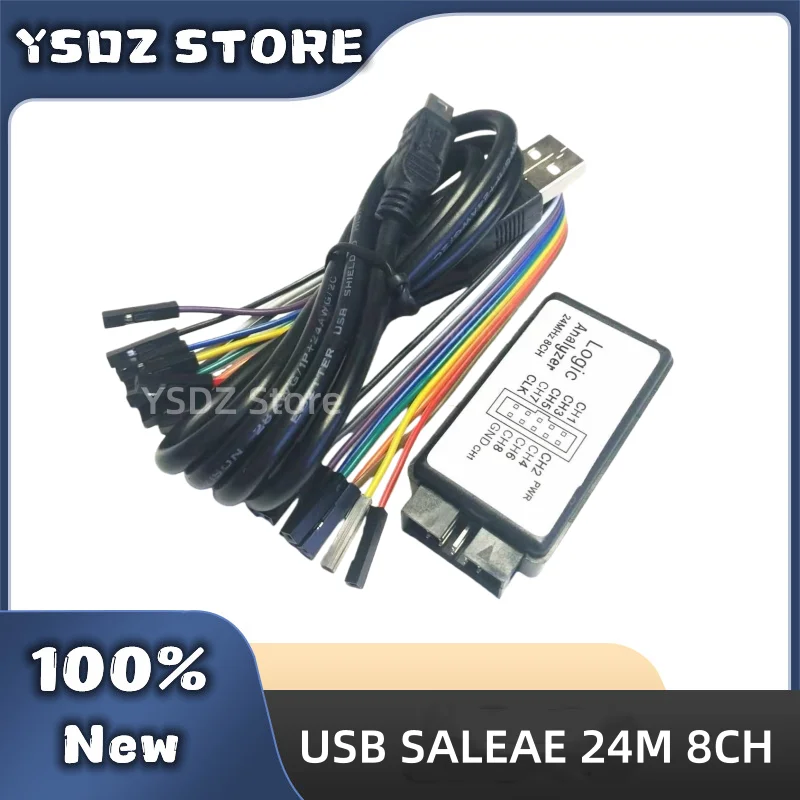 100%New USB Logic Analyzer USB SALEAE 24M 8CH Channels Debug Data Upload Measuring Tool Support Saleae Test Software in stock