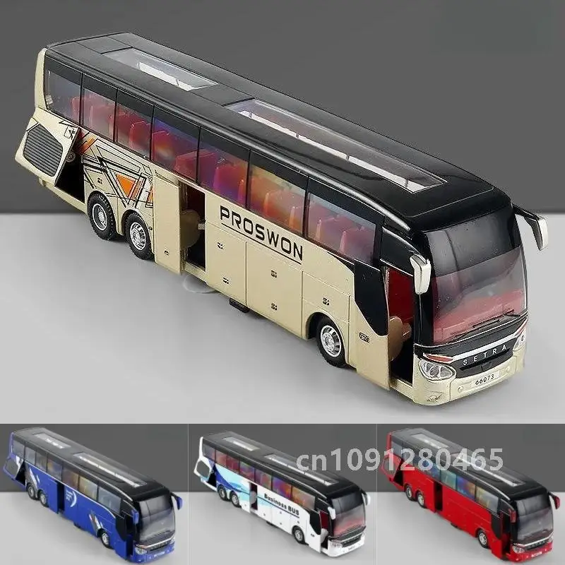 1/50 SETRA Luxe Coach Bus Speelgoedauto Diecast Miniatuurmodel Trek Geluid en licht Educatieve collectie Cadeau voor jongenskinderen