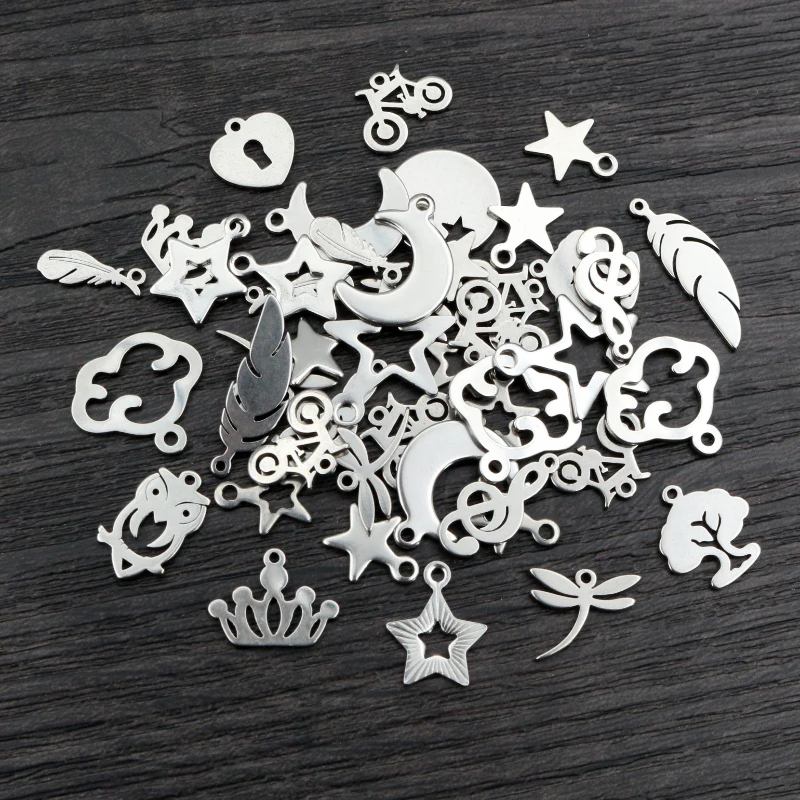 30 sztuk nie znikną Charms 316 ze stali nierdzewnej z piór księżyc gwiazda serce bransoletka naszyjnik wisiorek Charms DIY biżuteria dokonywanie ustalenia