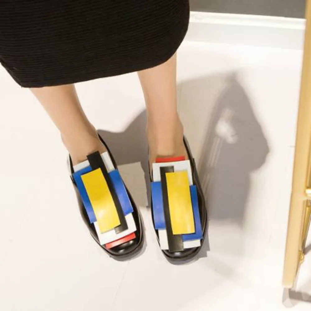 Women Oxfords Mules The Heel Is 1.5CM Low 2025 Summer Slip-on Casual Mixed Color Ladies Shoes Plus Size 41 42 43 image 2