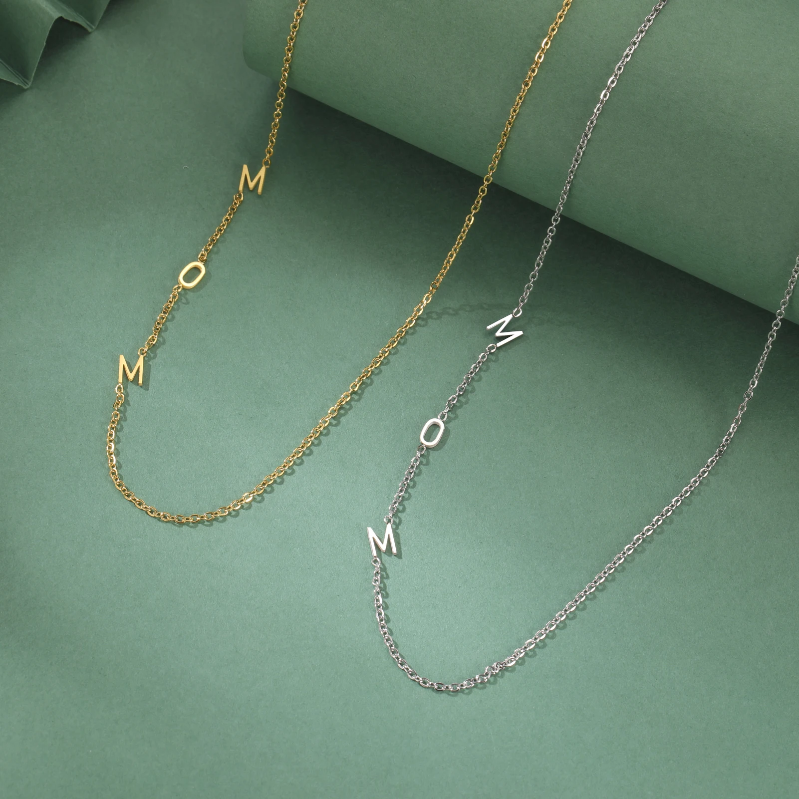 Personalisierte Initialen-Halsketten für Frauen, Edelstahl A-Z Alphabet, personalisierter Schmuck, Geschenk zum Muttertag – Detail 15