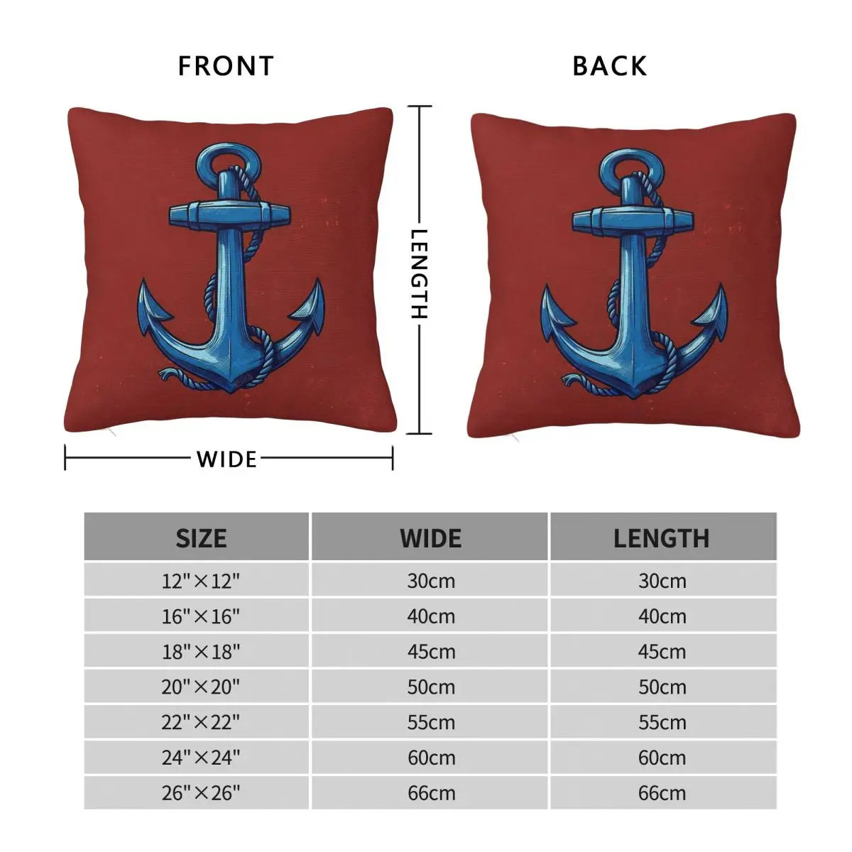 Roty Flag Blue Anchor Square Pillowcase Polyester Linen Velvet Creative Zip Decorative Pillow Case Car Cushion Case