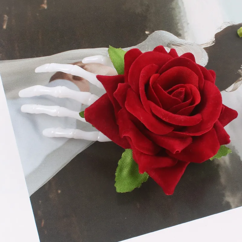 20pcs Women Girls  Hair Clips  Horror Skull Hand Bone Simulation Rose Flower Hairpin Decoration Easter Cosplay  Halloween