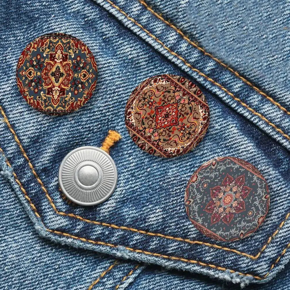 Persian p-pattern Photo Brooches Creative Round Badge Gifts Pins 32/44/58mm