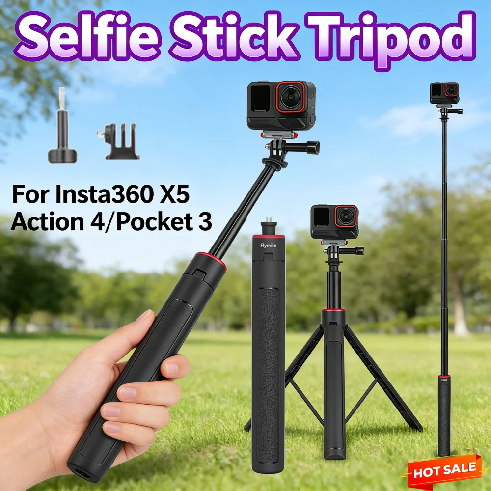 

Штатив-монопод для селфи с удлинителем, портативная подставка для Insta360 X5 Action 4/Pocket 3