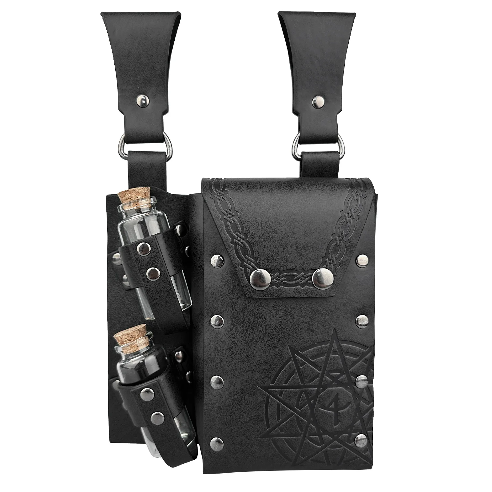 Middeleeuwse Tovenaar Heks Donkere Magische Kurk 2 Glazen Drankje Flessenhouder En Tas Steampunk Alchemist Renaissance Larp Rollenspel