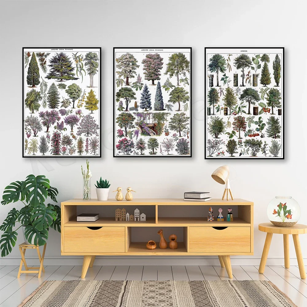 Vintage Forest Poster, Tree Illustration, Adolphe Millot Forest Poster, Jardins Arbres Poster, French Vintage Wall Art, Tree Art