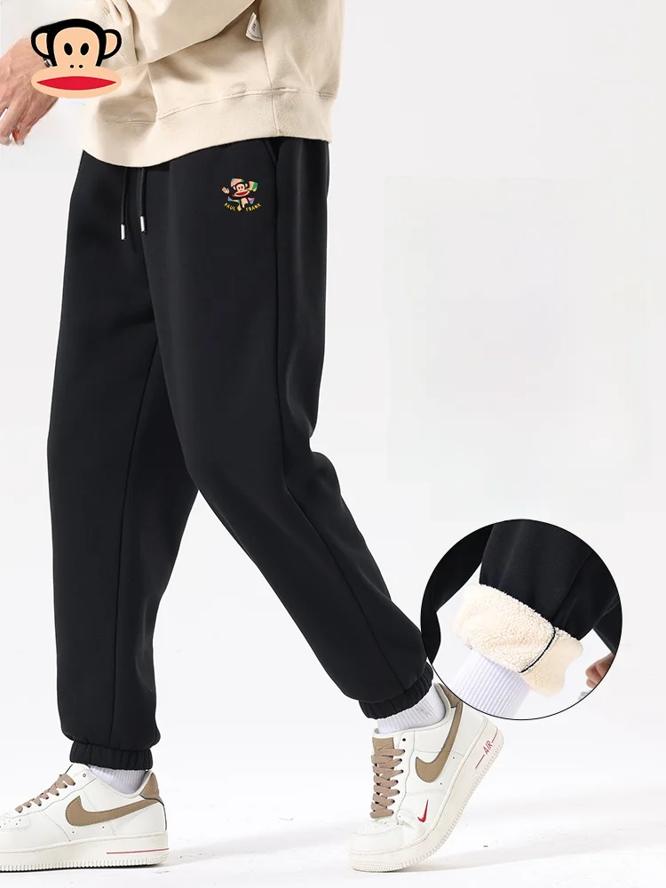 

Men's Winter Thiened Lamb Fur Cuffed Sports Pants Loose Fit Casual Trousers Warm Comfortable Youthful Sle