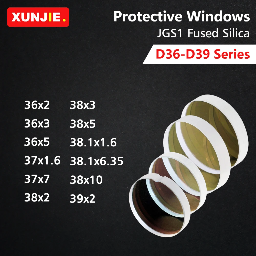 Quartz Fused Silica Lens para Fiber Laser Protective Windows Precitec Raytools Wsx 36×5 37×1.6 37×7 Series D36 D39 Series