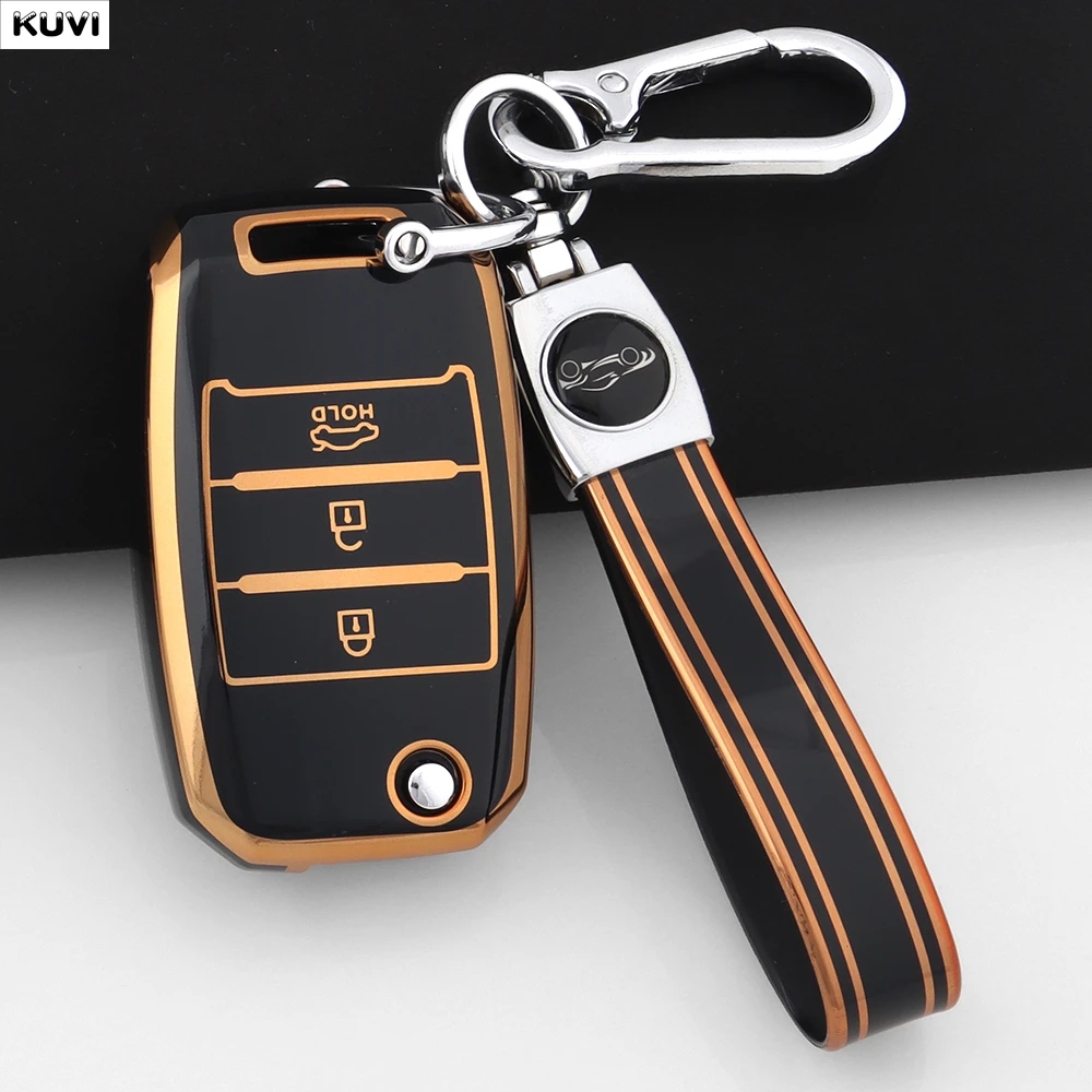 TPU-Autoschlüsselhülle für KIA Rio 3 Ceed Cerato K2 K3 K4 Sportage Picanto Optima Sorento Forte Stinger, geschützter Schlüsselanhänger