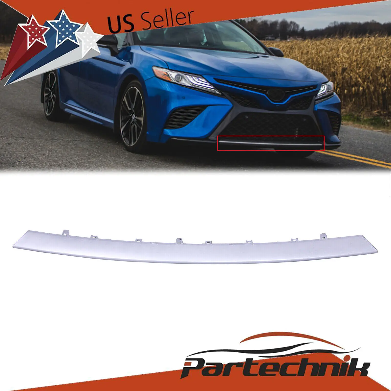 Front Bumper Trim Lower Grille Molding for TOYOTA CAMRY 2018 2019 2020 Silver Grey Grill 5312206040