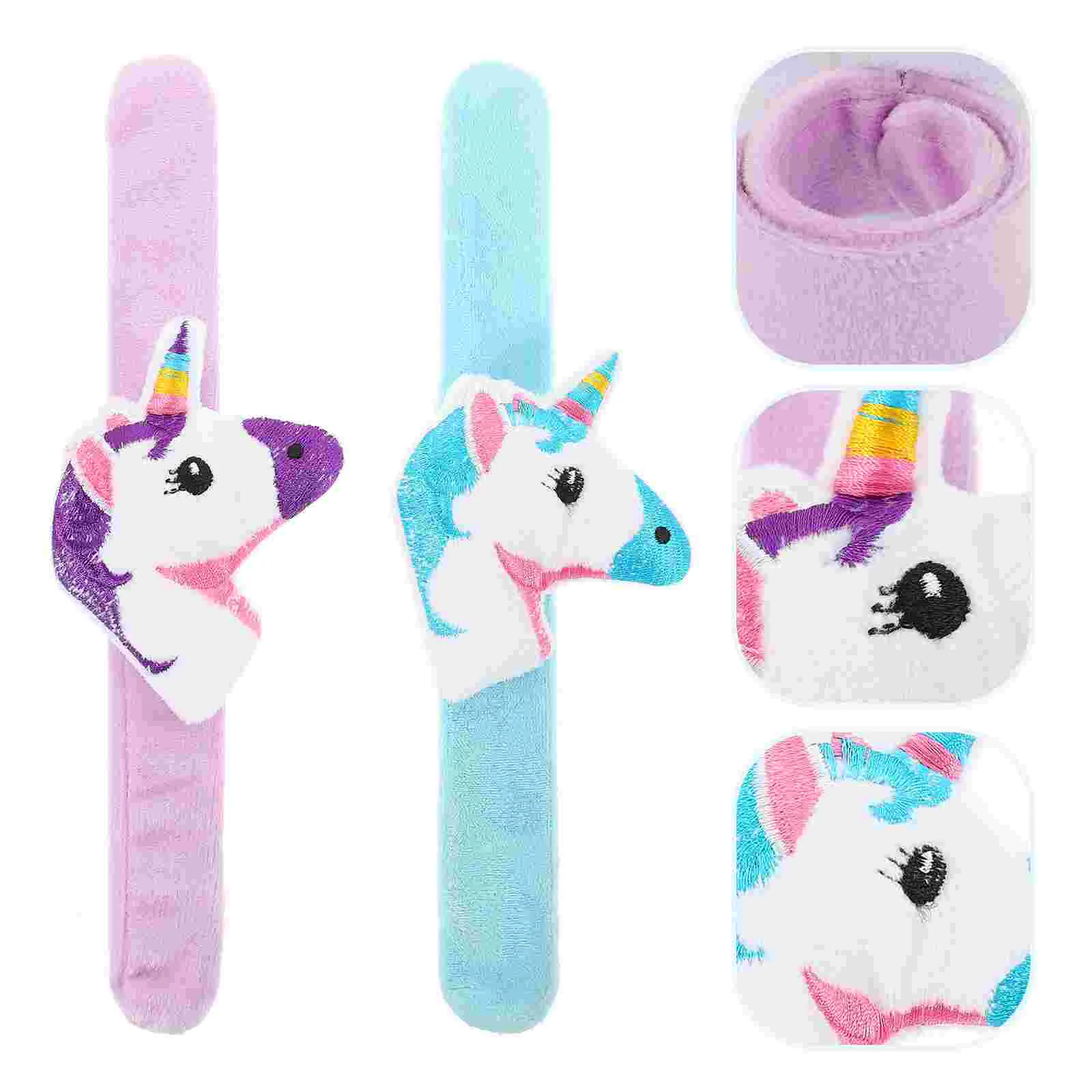 2 Pcs Kids Bracelet Toys Pat Ring Girl Girls Slap Bands Cartoon Plush Bracelets for Child