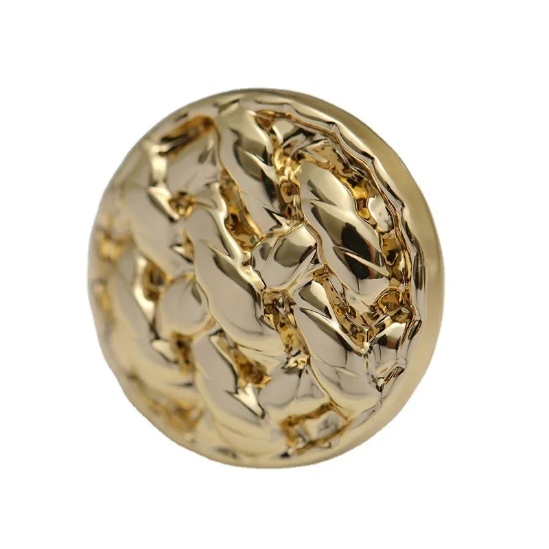 10 Pieces Fashionable Shank Buttons Bright Gold Color Metal Shank Buttons Clothing Decorative Buttons Coat Accessories