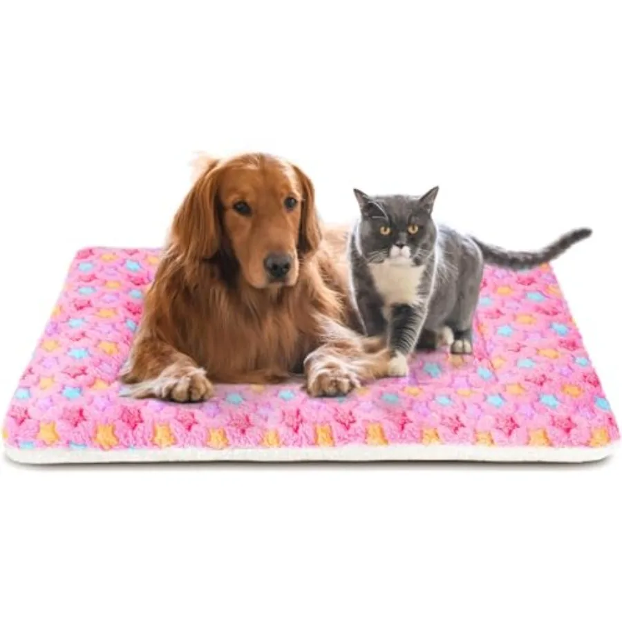 

Dog Crate Pad - Ultra Soft Pet Bed With Cute Star Print, Washable Mat for Large Medium Small Dogs, Reversible Fleece Kennel Lin