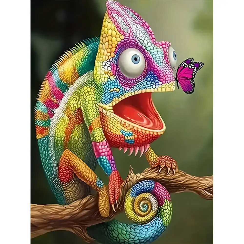 

EverShine DIY 5D Diamond Painting Lizard Full Square Round Drill Embroidery Animal Mosaic Picture Of Rhinestones Set Home Decor