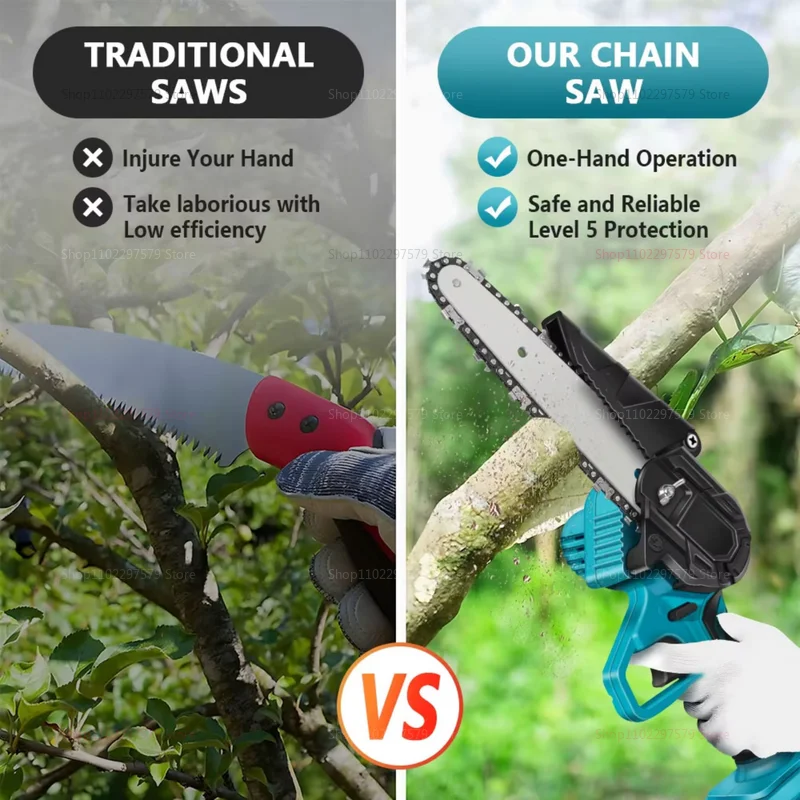 منشار كهربائي لاسلكي 6 بوصة حديقة شجرة التشذيب يده تسجيل بالمنشار أداة قطع الخشب بطارية 18 فولت لا بطارية #2