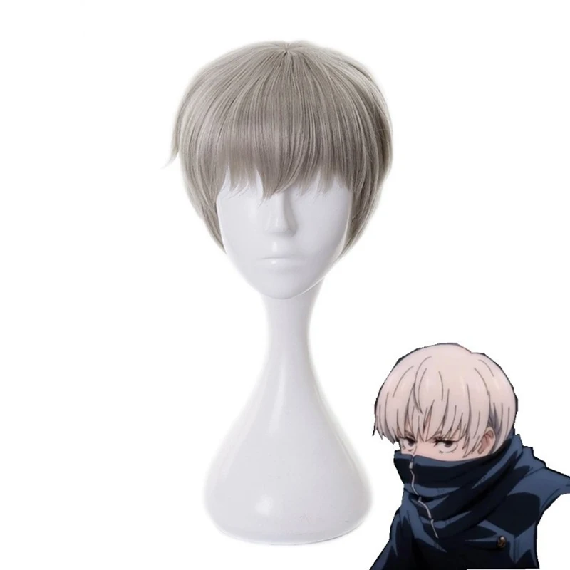 Anime jujutsu kaisen modelagem de papel cabelo curto inumaki toge personagem cos chapelaria bola homem vestido noite jogo anti curling peruca