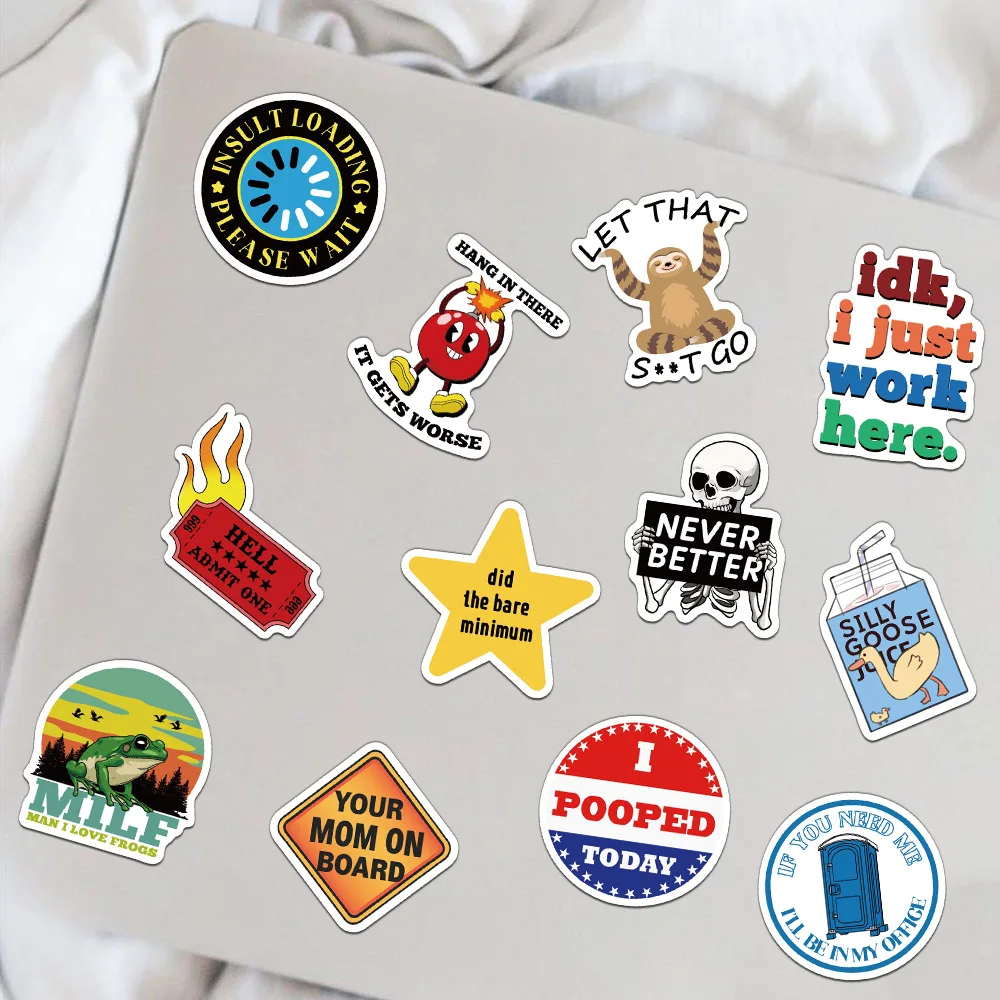 50Pcs Prank Meme Stickers Harajuku Decals DIY Fashion Graffiti Decals Luggage Notebook Bike Phone Suitcase Sticker