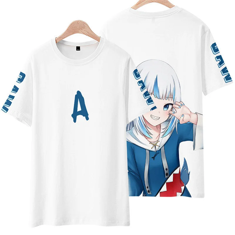 Summer Trend Selling Gaur Gura 3D Printed T-shirts Men's and Women's Anime O Collar Oversized Shirts Harajuku Casual Clothes 6XL