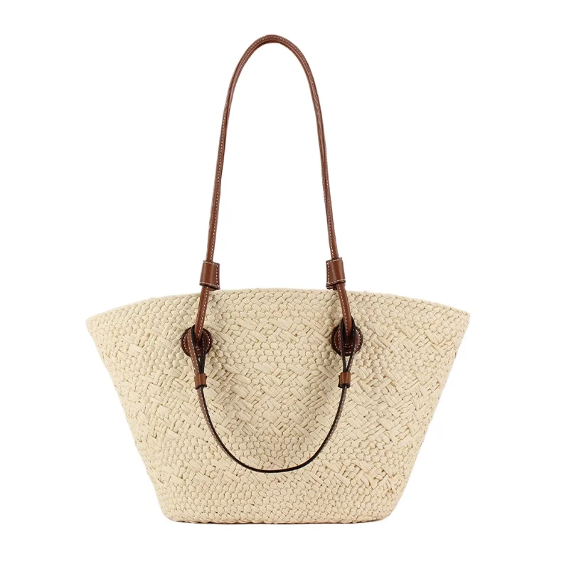 

French leisure personality fashion straw bag new large-capacity commuting hand-woven bag vacation handheld dual-use shoulder bag