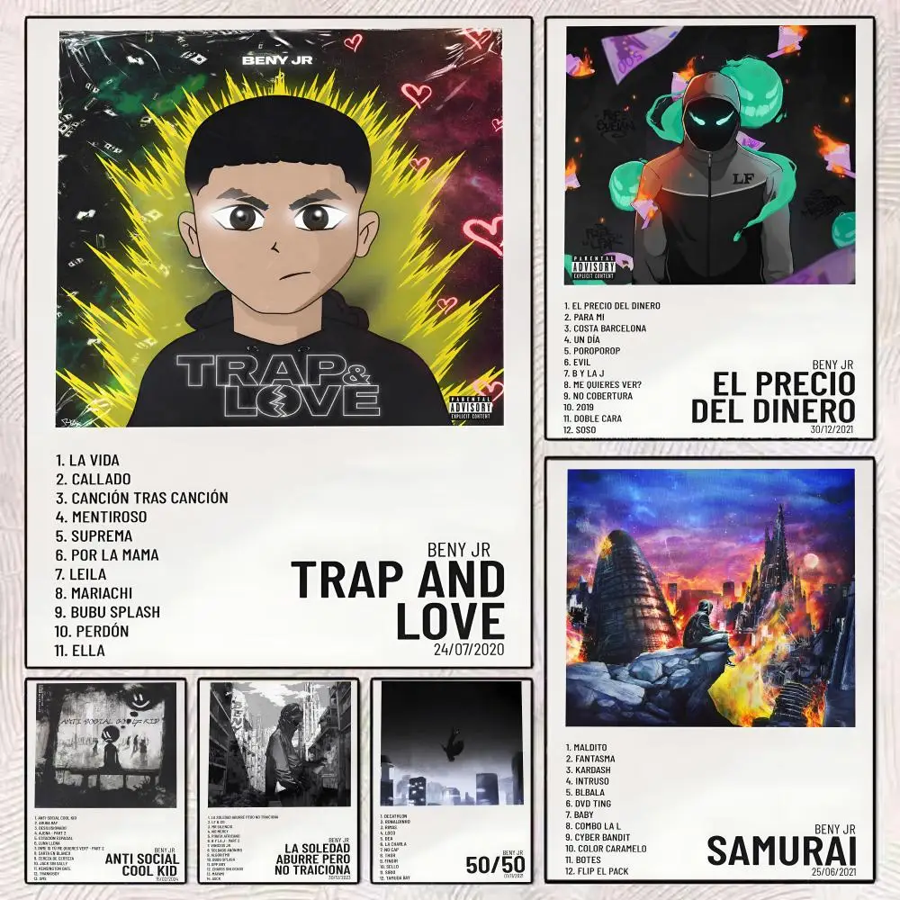 Póster de la portada del álbum del rapero B-Beny Jr, pegatinas decorativas para pared, mural, impresión fotográfica para decoración del hogar, sala de estar y pasillo